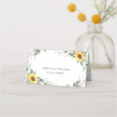 Carte De Placement Élégant tournesol vert Mariage floral table (Dos)