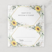 Carte De Placement Élégant tournesol vert Mariage floral table (Extérieur déplié)