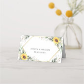 Carte De Placement Élégant tournesol vert Mariage floral table (Dos)