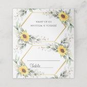 Carte De Placement Élégant tournesol vert Mariage floral table (Extérieur déplié)