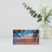 Carte De Placement Elégant Tropical Beach Wedding Website Card (Debout devant)