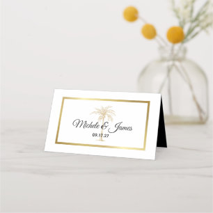 Carte De Placement Elégant Tropical Gold Palm Tree Mariage moderne