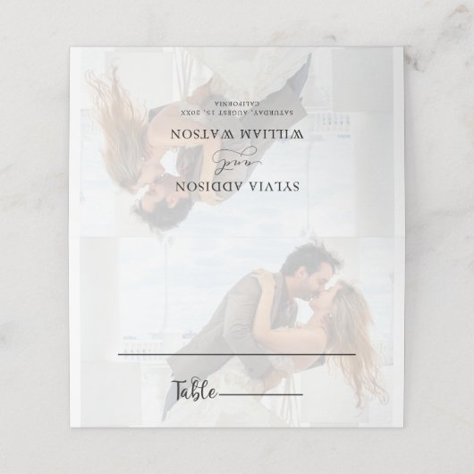 Carte De Placement Élégant Vellum noir & blanc superposition Mariage  (Extérieur déplié)