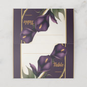 Carte De Placement Élégant violet violet et or Calla Lily Mariage (Extérieur déplié)