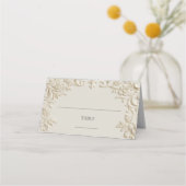 Carte De Placement Elegant Write In Ivory Floral Embossed Table (Dos)
