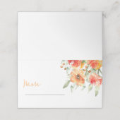Carte De Placement Elégante aquarelle Apricot Floral (Extérieur déplié)