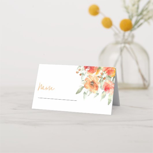 Carte De Placement Elégante aquarelle Apricot Floral (Devant)