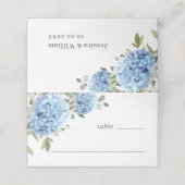 Carte De Placement Elégante aquarelle bleu Hydrangea Mariage (Extérieur déplié)
