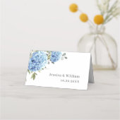 Carte De Placement Elégante aquarelle bleu Hydrangea Mariage (Dos)