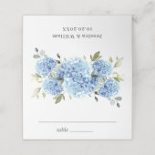 Carte De Placement Elégante aquarelle bleu Hydrangea Mariage (Extérieur déplié)