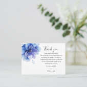 Carte De Placement Elégante aquarelle bleu Mariage Floral Merci (Debout devant)