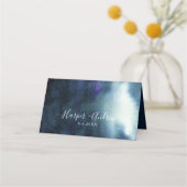 Carte De Placement Elégante aquarelle bleu marine (Dos)