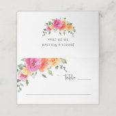Carte De Placement Elégante aquarelle Fleurs vives Mariage floral (Extérieur déplié)