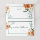 Carte De Placement Elégante aquarelle Floral Mariage d'automne (Extérieur déplié)