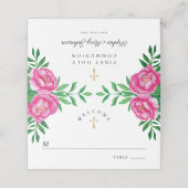 Carte De Placement Elégante aquarelle florale pivoines Première commu (Extérieur déplié)