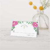 Carte De Placement Elégante aquarelle florale pivoines Première commu (Devant)