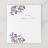 Carte De Placement Elégante aquarelle Iris mariage de script de fleur (Extérieur déplié)