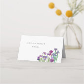 Carte De Placement Elégante aquarelle Iris mariage de script de fleur (Dos)