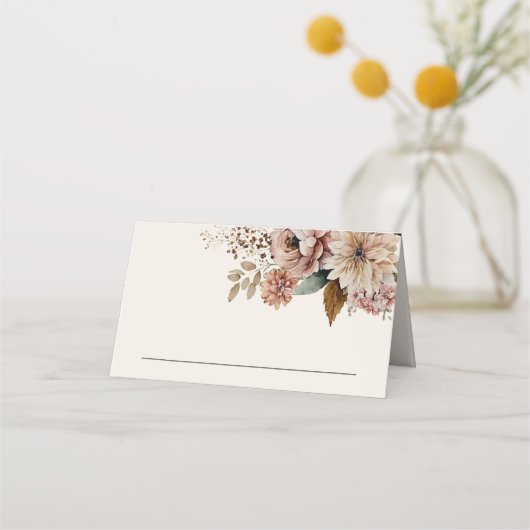 Carte De Placement Elégante aquarelle jardin automne fleuri boho mari (Devant)