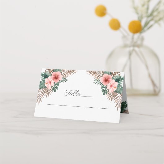 Carte De Placement Elégante aquarelle Mariage floral tropical (Devant)
