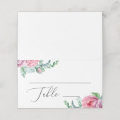 Carte De Placement Elégante aquarelle rose boho jardin fleuri mariage (Extérieur déplié)