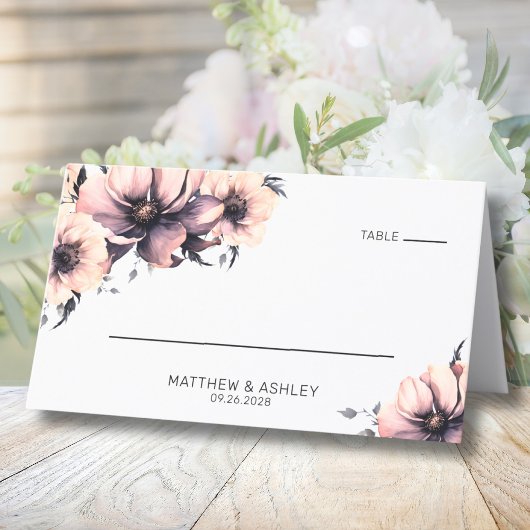 Carte De Placement Elégante aquarelle rose Mariage