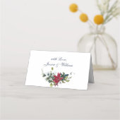 Carte De Placement Elégante aquarelle Rouge Poinsettia Mariage Table (Dos)