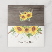 Carte De Placement Elégante aquarelle tournesols Rustique Boho Mariag (Extérieur déplié)