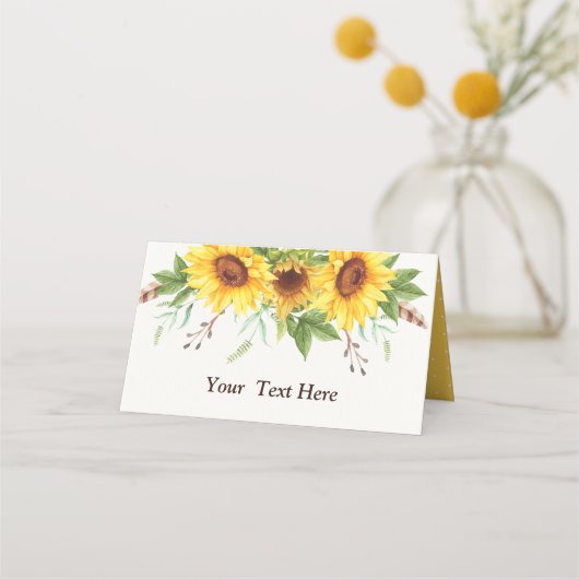 Carte De Placement Elégante aquarelle tournesols Rustique Boho Mariag (Devant)