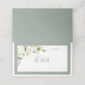 Carte De Placement Elégante Aquarelle verte gris blanc Floral (Extérieur déplié)