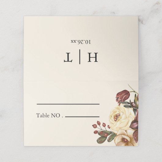 Carte De Placement Elégante Automne Automne Floral Mariage Carte Plac (Extérieur déplié)