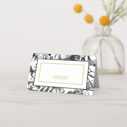 Carte De Placement Élégante Black & Gold Wedding Party Plaques (Devant)