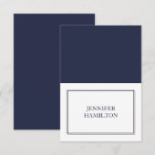 Carte de Placement Élégante Bleu Marine (Devant / Derrière)