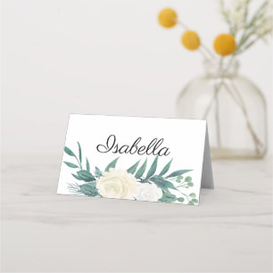 Carte De Placement Elegante Blumen Grün Weiss