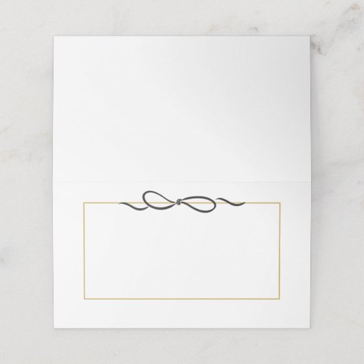 Carte De Placement Elégante bordure or noir Bow (Extérieur déplié)