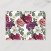 Carte De Placement Elégante Bourgogne et Fleurs roses (Dos)