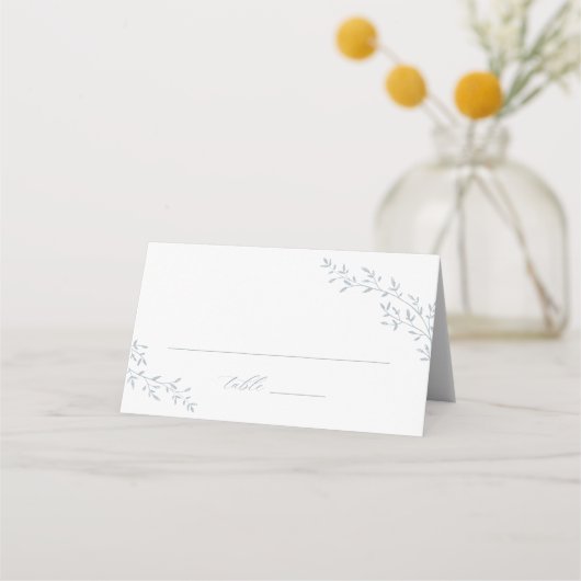 Carte De Placement Élégante branche feuille Botanique Bleu Mariage Ta (Devant)