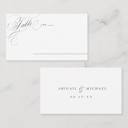 Carte De Placement Elégante calligraphie classique lieu de mariage vi (Devant / Derrière)