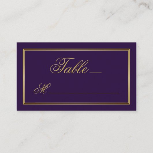 Carte De Placement Élégante calligraphie de script or sur Mariage vio (Devant)