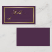 Carte De Placement Élégante calligraphie de script or sur Plum Mariag (Devant / Derrière)