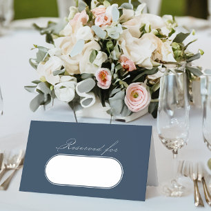 Carte De Placement Élégante calligraphie Marine Bleu Mariage Réservé
