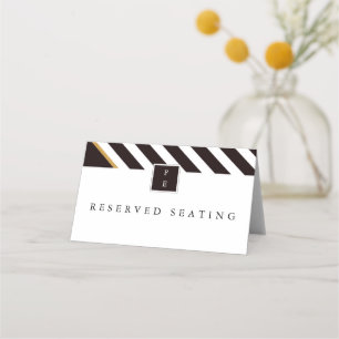 Carte De Placement Elégante carte Mariage Black White Gold