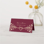 Carte De Placement Elégante carte Mariage Floral Bourgogne (Dos)