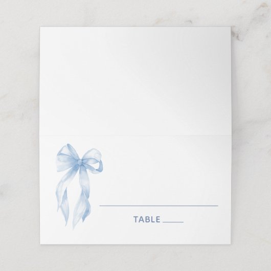 Carte De Placement Elégante coquette Dusty Blue Bow (Extérieur déplié)
