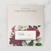 Carte De Placement Elégante crème verte Burgandy Floral (Extérieur déplié)