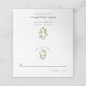 Carte De Placement Elégante Croix Botanique Verte Première Communion (Extérieur déplié)