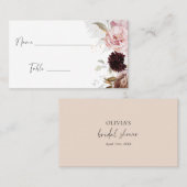 Carte De Placement Élégante Fête des mariées florale rose pâle (Devant / Derrière)