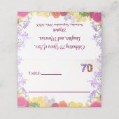 Carte De Placement Elégante Fête Florale 70e Anniversaire / 70 Ans (Extérieur déplié)