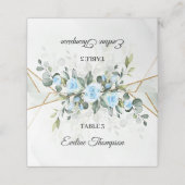 Carte De Placement Elégante fleurs bleu clair eucalyptus et or (Extérieur déplié)