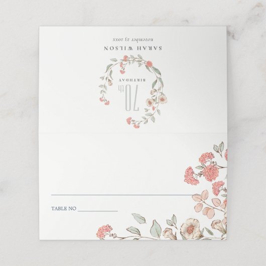 Carte De Placement Élégante Fleurs Roses Mignonnes Wreath À Tout Âge (Extérieur déplié)